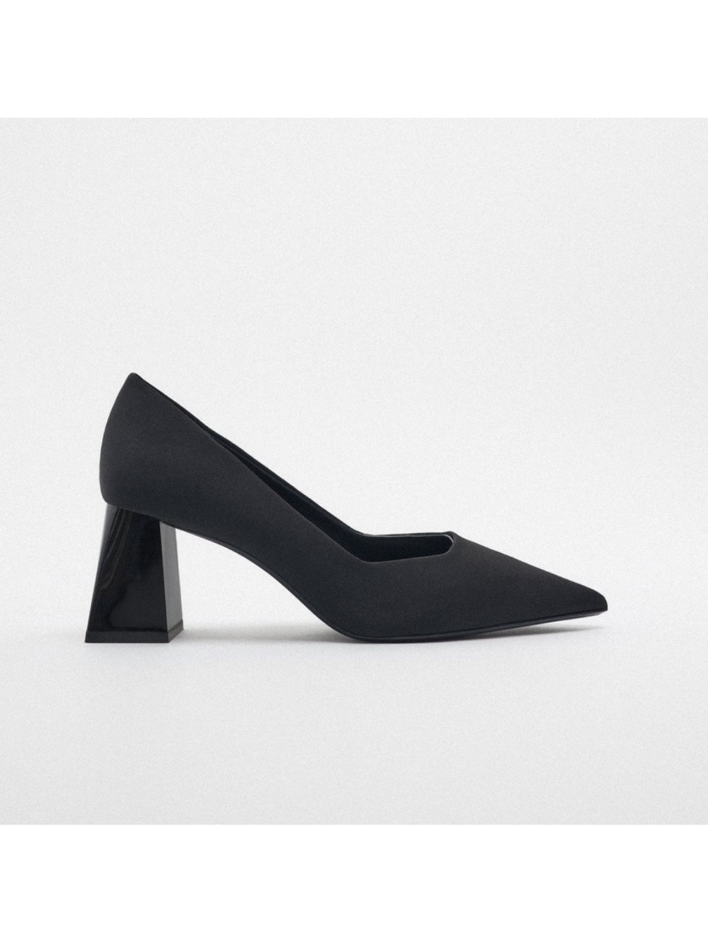 NWT Zara Black Pointed Block Heel Pumps - Sleek Court Shoes